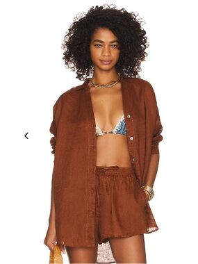L Space Oversized Shirt + Short Set in Coffee // XS-S